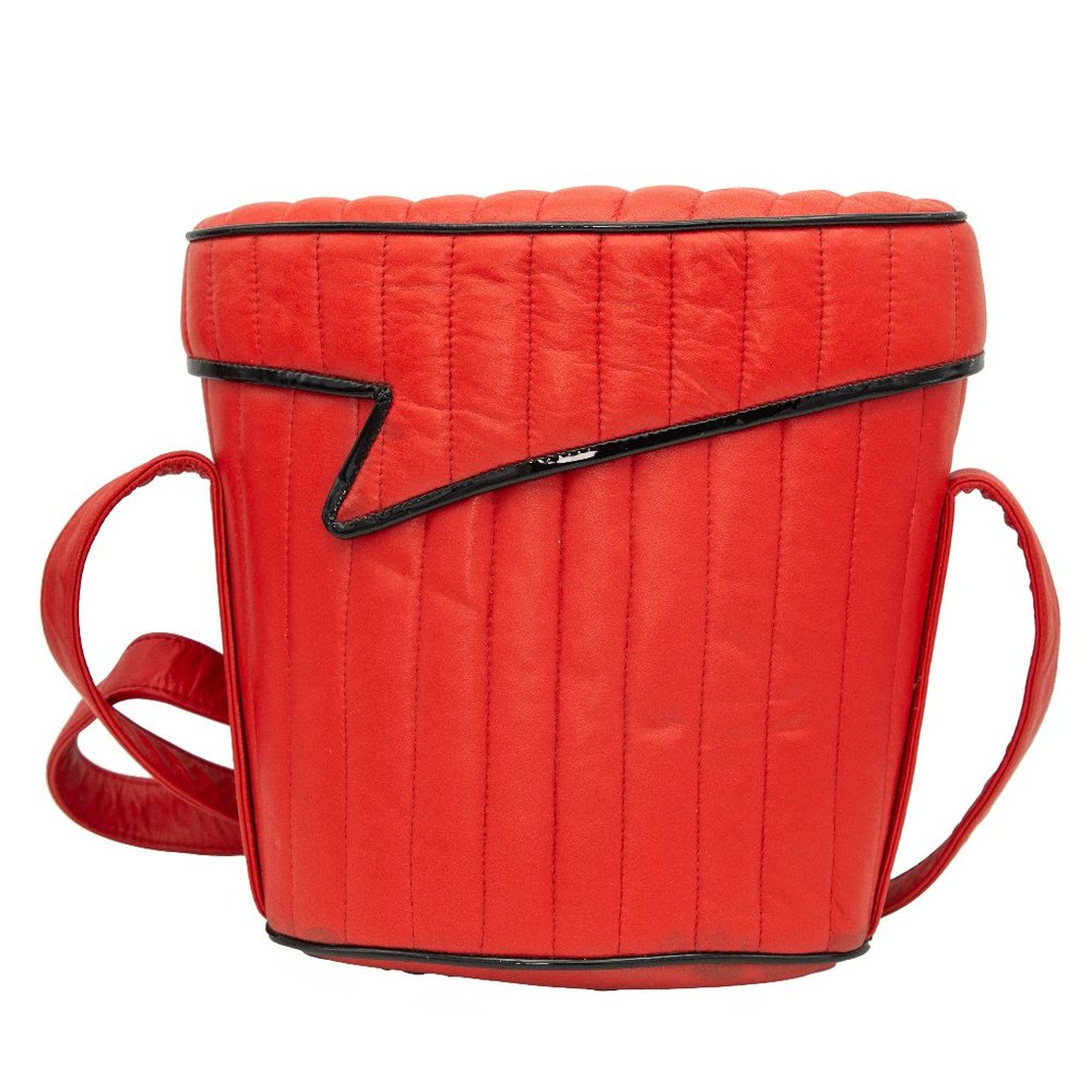 Timmy Woods 90s Red and Black Vinyl Bucket Bag